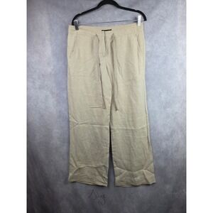 Talbots Signature Beige 100% Linen Wide Leg Pants Trousers Womens 10P Petite